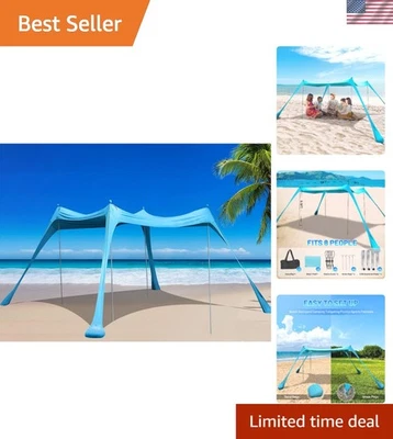 Refugio solar de playa resistente al agua - toldo de 10x10 pies para aventuras al aire libre Foto 1 de 4