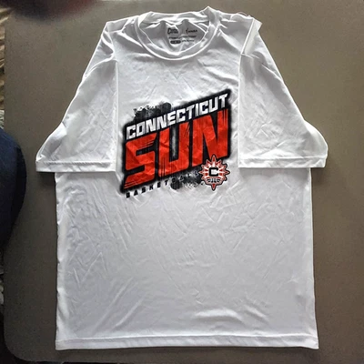 Camisa de manga corta de poliéster blanca para hombre XL Campus Customs Connecticut Sun Foto 1 de 4