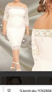 Torrid Ivory Lace Off The Shoulder, Body Con Wedding Bridal Dress Size 16 ❤️ - Picture 1 of 9