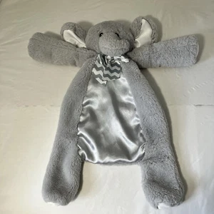 Bearington Baby Elefant Lovey Schnullerhalter Tasche grau Satin Chevron Band - Bild 1 von 8