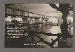 Jackson Hole WYOMING RPPC c1950 INTERIOR COWBOY BAR Saloon Tavern Beer WY - Picture 1 of 2