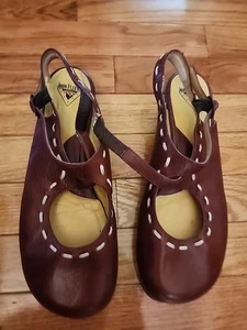 John Fluevog Bass Minstrels Beverly Brown Leather Slingback Flat Shoes Sz 11 - Picture 1 of 10