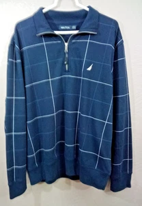 Nautica Jacket Mens Large Zip Pullover Plaid Check Window Pane - Picture 1 of 6