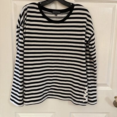 PJ Salvage Top Cómodo Manga Larga Algodón Rayas Blanco y Negro Talla S $72 Foto 1 de 4