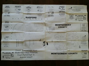 Radford VA Montgomery County Street Road Map Advertising Poster 38" x 24.5" - Picture 1 of 10