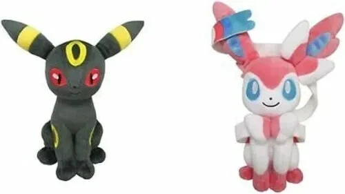 Umbreon and Sylveon 9“ Mini Plush Pokemon Evolution Eevee Series NWT US SELLER - Image 1 of 1