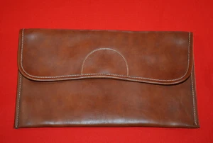 Vintage Brown Leather Wallet Clutch Pouch Change Money Cash Bag Robin Zipper - Picture 1 of 8