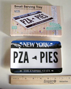 TALISMAN DESIGNS VANITY NY LICENSE PLATE STONEWARE SMALL SERVING TRAY PZA PIES - Picture 1 of 3