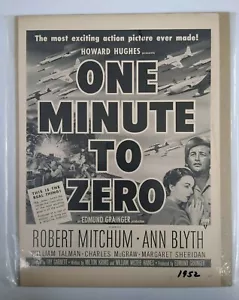 Anuncio impreso de película vintage de un minuto a cero de Robert Mitchum Ann Blyth 1952 guerra - Imagen 1 de 1