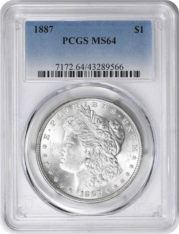 1887 Morgan Silver Dollar MS64 PCGS Cover