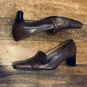 Vintage Style Gabor Size 37.5 4.5 Brown Leather Court Shoes Womens Goodwood - Picture 1 of 24