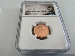 2003-S LINCOLN CENT NGC PF70 ULTRA CAMEO PORTRAIT LABEL "TOP POP NGC VALUE $100" - Picture 1 of 4