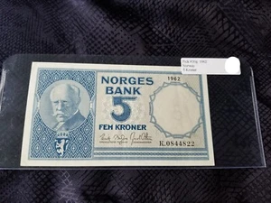 Norway 5 Kroner 1962 Pick #30g Extra Fine Tariff Incl - Picture 1 of 2