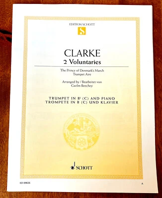 Clarke: 2 Voluntaries Sheet Music~Edition Schott~Trumpet/Piano Duet~NEW - Image 1 of 2