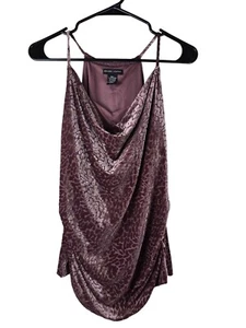 Y2K New York & Co Purple Pink Velvet Animal Print Cowl Cami Fairy Grunge - Picture 1 of 4