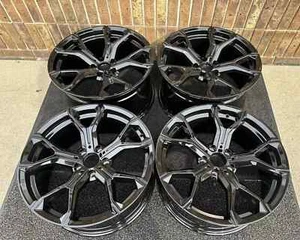 22" GLOSS BLACK STAGGERED WHEELS RIMS FIT BMW X5 X5M E70 F15 X6 E71 F16 5X120 - Picture 1 of 2
