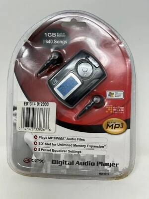 New GPX MP3 Digital Audio Player 1 GB Black Model MW3836 MP3/WMA  Factory Sealed - Image 1 of 3