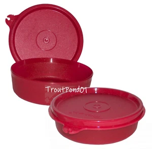 TUPPERWARE Little Wonders Set 2 Small Bowls Snack Cup Storage Container Dark Red - Picture 1 of 3