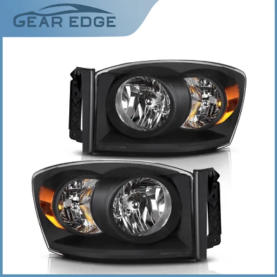 For 2006-2008 Dodge Ram 1500/2006-2009 Ram 2500 3500 Black Housing Headlights - Изображение 1 из 4