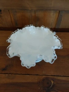 Collectible Fenton White Silver Crest Footed Candy Dish Bowl Vintage - Picture 1 of 9