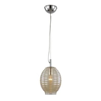 NEW TransGlobe Polished Chrome Pendant with Amber Bee Hive Shade PND-962 - Image 1 of 2