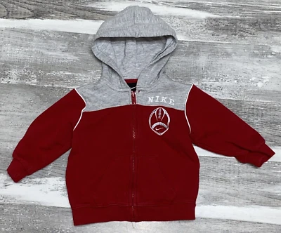 Nike 18 Month Boy hoodie sweatshirt Red Gray Full Zip Football 18M - Image 1 of 4