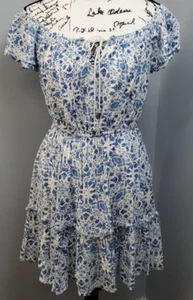 Jessica Simpson Fit & Flare Dress Womens Medium Multi Off The Shoulder Tie Front - Picture 1 of 8