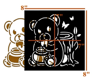 8"x8" Kunststoff Schablone - Bär isst Honig (SC938) (Sie wählen die Farbe) - Bild 1 von 10