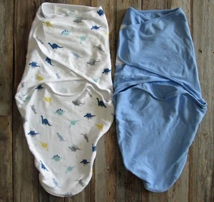 Aden + Anais Set 2 Cotton Swaddle Baby Sleep Sack Wrap 4-6 Months Dinosaur Blue - Picture 1 of 10
