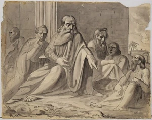 DISEGNO DRAWING WATERCOLOR 1800 CHINA e ACQUERELLO SU CARTONCINO Scena Teatrale - Picture 1 of 3