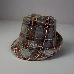 Billabong grau kariert Fedora Hut mit Signatur Logo Polyester Wollmischung Einheitsgröße - Bild 1 von 6