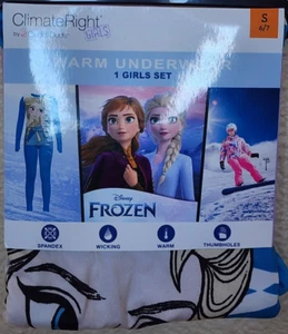 ClimateRight by Cuddl Duds Girls Disney Frozen Warm Underwear Size S 6/7 NEW - Picture 1 of 4