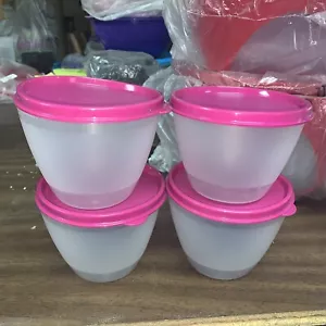 4 nuove ciotole frigorifero Tupperware 14 oz 148 viola rosa lampone nuove - Foto 1 di 12