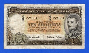 Australia 10 Shillings 1961-5 P-33a Circulated Note AD46 221334 Matthew Flinders - Picture 1 of 3