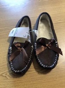 Mixit Mujer Pequeño 5-6 Peludo Difuso Acogedor Mocasines Zapatillas Marrón $24 (SW-10) - Imagen 1 de 5