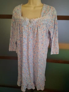 Aria Nightie Pajamas Sz Large Cotton Lace Trim Details Pink Blue Ruffle - Picture 1 of 5