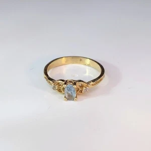 Synthetischer Aquamarin Damen Stein Ring 14K Gelbgold 1,8g Gr:5 (MI1064269) - Bild 1 von 11