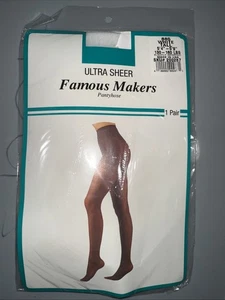 NIP Vtg FAMOUS MAKERS Ultra Sheer TALL  5’4”-5’9” White Pantyhose 130-160 Lbs - Picture 1 of 4