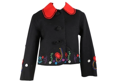 Chaqueta corta con cuello patchwork abotonado talla XS de CINDY OWINGS Designs Foto 1 de 4