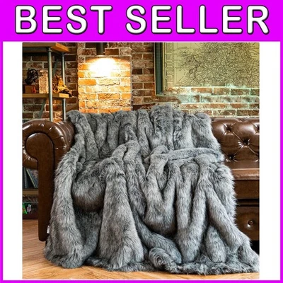 Cobertor luxuoso de pele sintética cinza prata 50 x 60 - Imagem 1 de 4