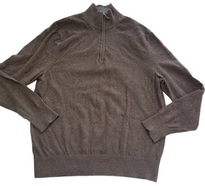 Eddie Bauer Men's Long Sleeve 1/4 Zip Mock Neck Brown Sweater Medium - Picture 1 of 9