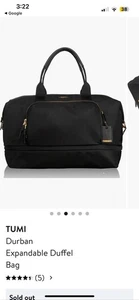 Tumi Voyageur Nylon Durban SOFT Duffel Bag - BLACK with GOLD - Picture 1 of 16