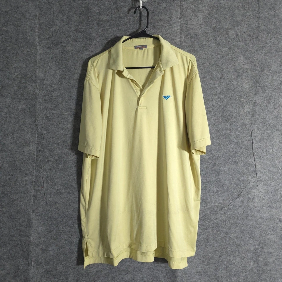 Polo de golf Peter Millar Summer Comfort para hombre L amarillo ondulado logotipo rendimiento Foto 1 de 4