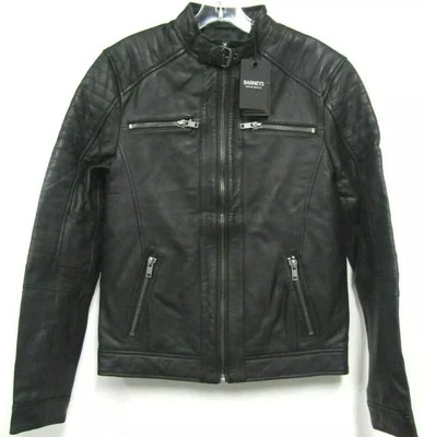 G1N con etiquetas Barneys Originals Chaqueta de cuero negro para motociclista talla para hombre Foto 1 de 4