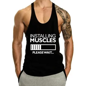 Men's Gym Stringer Tank Tops Bodybuilding Workout Muscle Vest Sleeveless Shirts - Picture 1 of 11