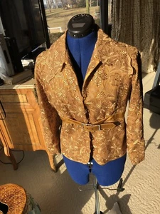 $1.5k VALENTINO ITALY Gold Guipure Lace Formal Jacket Size 10 - Picture 1 of 4