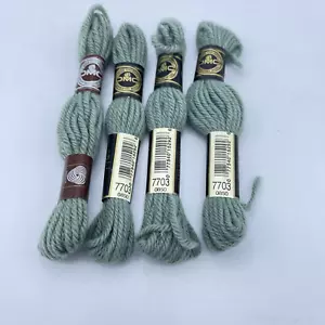 DMC Tapestry Wool 100% Pure Wool Laine Colbert 7703 Green Skeins Lot of 4 France - Picture 1 of 7