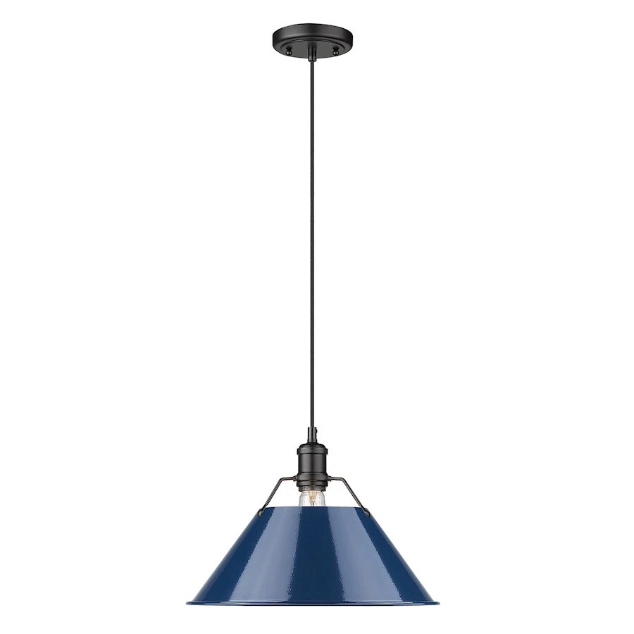 Golden Lighting Orwell 1 Light 14" Pendant, Black/Navy - 3306-LBLK-NVY - Image 1 of 1