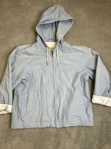 Eddie Bauer Outsoor Jacket Women’s Large Full Zip Light Blue Hooded Coat Cotton - Picture 1 of 19