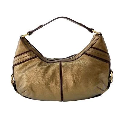 Bolso de hombro hobo de cuero dorado SAINT LAURENT Foto 1 de 4